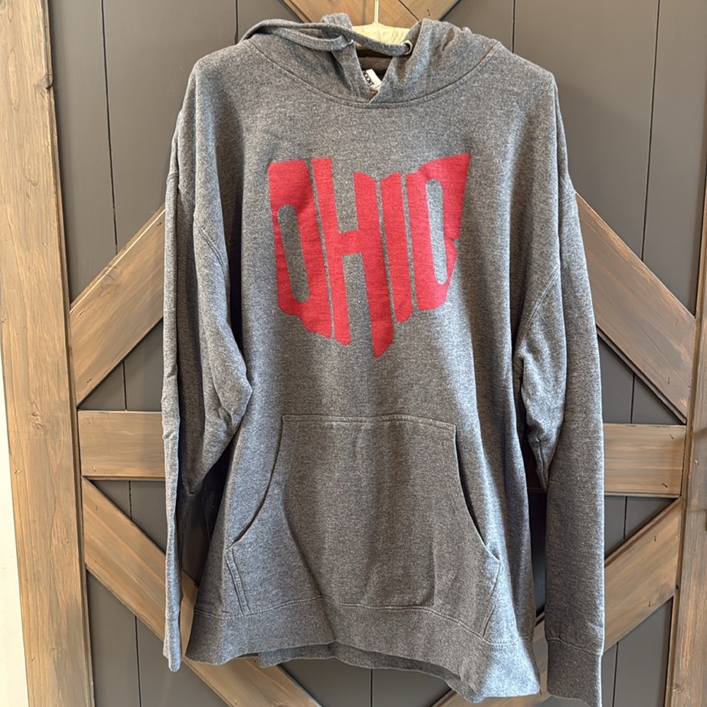 Mens heathered gray Ohio hoodie